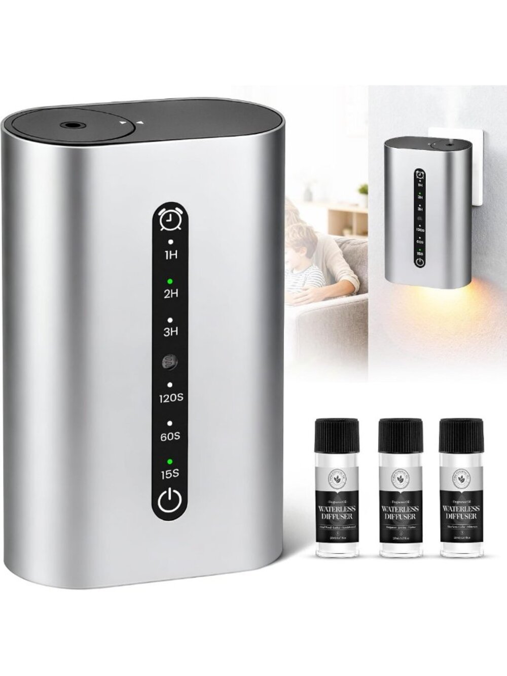 Waterless Scent Diffuser Set with Timer & 3 Mist Intensity, Home & Office Use